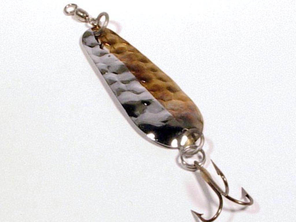 Luhr Jensen Tom Mack Spoon 3" Sz.5 Hammered Gold/Silver 1/2Oz. Treble Hook